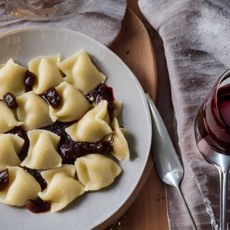 Storia Del Vino 54 agnolotti with lambrusco mantovano wine 1